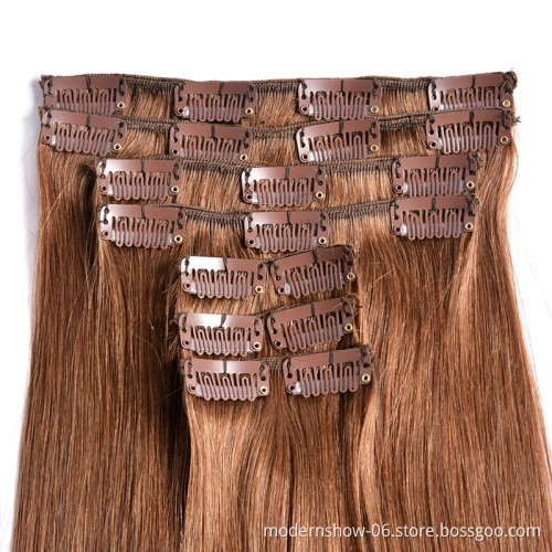Wholesale price cheap brazilian human hair extension,  cuticle aglined clip in hair extension